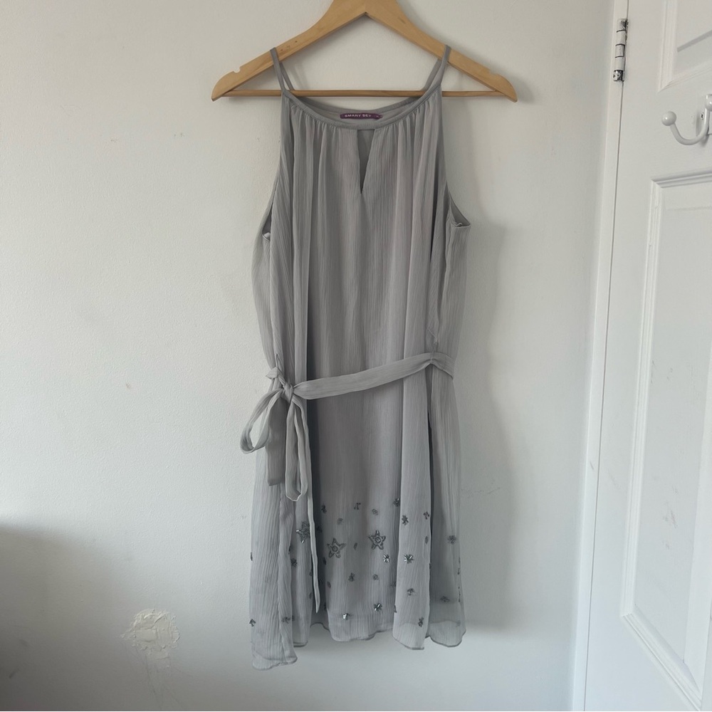 SMART SET Grey Embellished Chiffon Dress – Size M - Picture 9 of 9